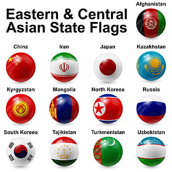 Eastern central asian state flags vector eps