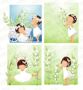 White flower theme 3 (South Korea iClickart Four Seasons cut ai vector