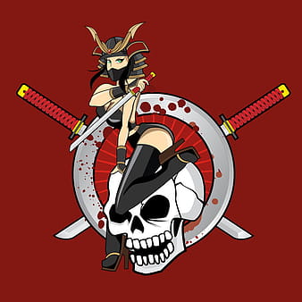 Ninja Girl with Double Sword Pin Up vector eps ai