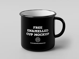 Free enamel mug mockup psd vector