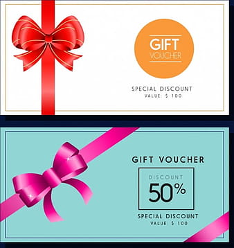 Gift voucher templates colored ribbon decoration ai eps vector