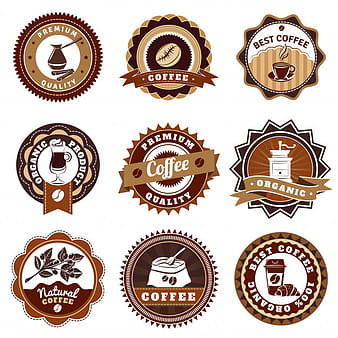 Coffe Emblems Labels Set Brown eps vector