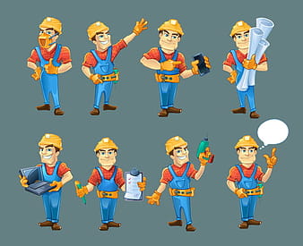 Cartoon construction worker vector material  eps