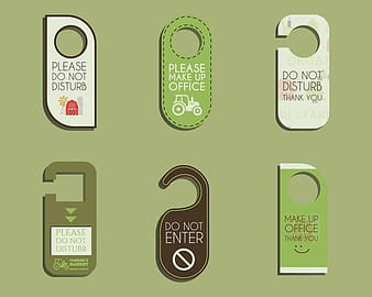 Organic farm, shop and other eco business Door knob or hanger sign set- do not disturb design. With Eco and bio logo template. Vector eps
