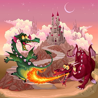 Funny dragons eps vector