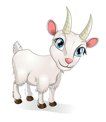 White goat cartoon eyes vector material eps