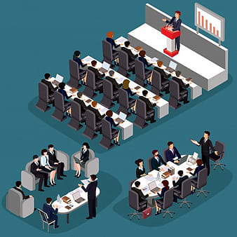 Vector illustration of 3D flat isometric business people. The concept of a business leader, lead manager, CEO. eps