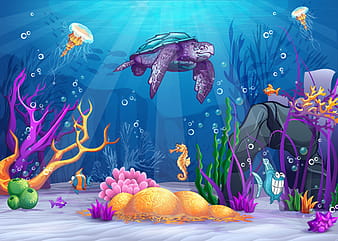 Cartoon underwater world vectors eps ai