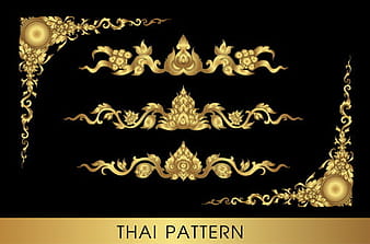 Golden thai ornaments art vector material 13 eps