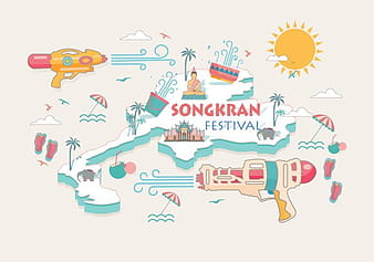 Festival de Songkran Tailandia Vector eps svg
