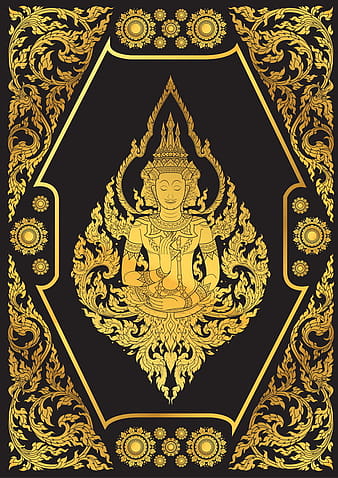 Golden buddha pattern vector eps
