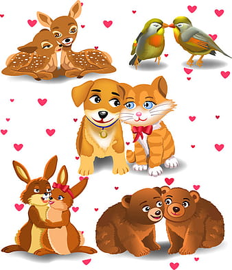 Cute animal lovers vector set eps ai