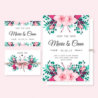 Plantilla de invitación de boda con flores silvestres eps