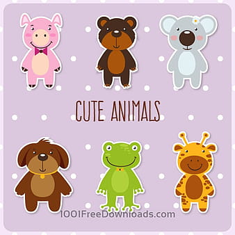 Cute set of animals eps ai vector