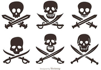 Conjunto de calaveras vectoriales piratas eps