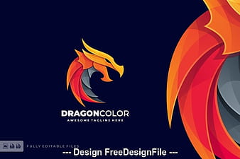 Dragon fire logo template vector ai