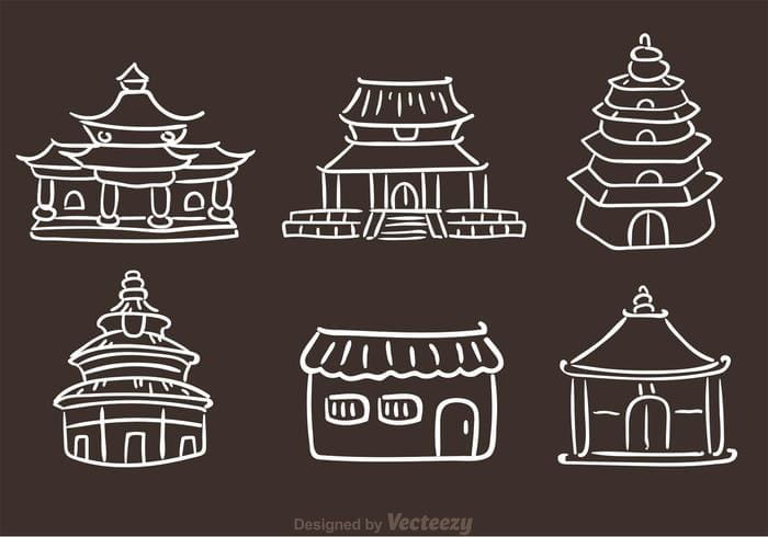 ไอคอนวาดมือวัดจีน eps | UIDownload