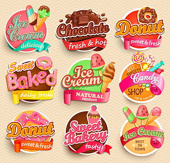 Chocolate con vector de etiquetas de helado eps