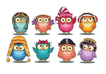Cute Cartoon Owls Collection svg eps vector