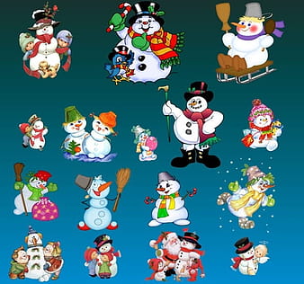 Lovely christmas snowman set psd layered psd vector