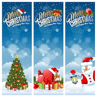3 Kind christmas vertical banners vector eps