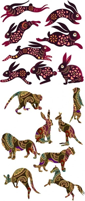 Rabbits and other animals vector eps