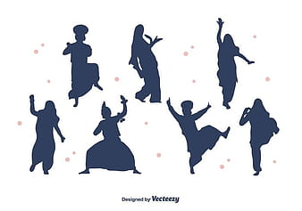 Bhangra Dancers Silhouette Vector eps svg