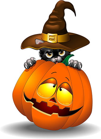 Halloween spooky pumpkins and cat vector eps