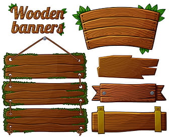Banners de madera de diferentes formas vector  eps