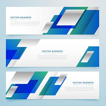3 banners with blue geometric shapes eps vector