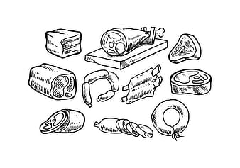 Free Meat Products Hand Drawn Vector svg eps