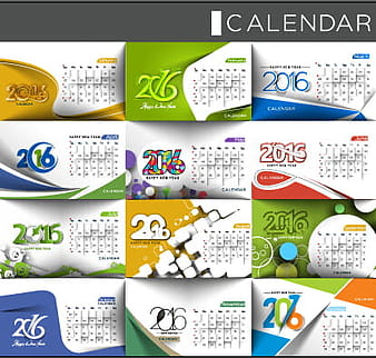 2016 desk calendar template vectors set 13 eps