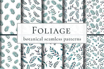 Foliage Watercolor Seamless Patterns