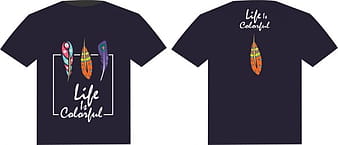 Diseño de camiseta negra colorida decoración de iconos de hoja eps ai