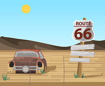 Route 66 with Car svg ai vector