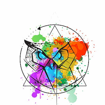 Plantilla de tatuaje animal búho diseño simétrico decoración grunge ai eps