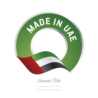 Made in UAE flag green color label button banner vector ai
