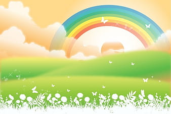 Rainbow Landscape eps ai vector