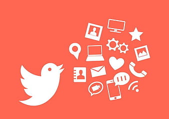Vector Illustration of Twitter Bird and Other Communication Icons eps
