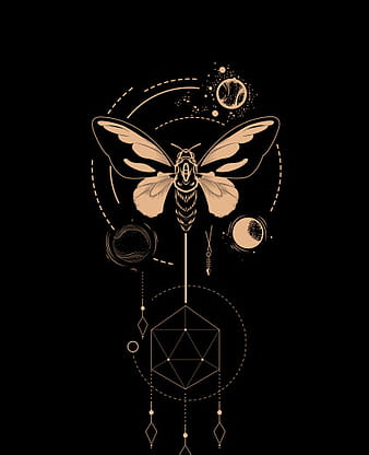 Plantilla de tatuaje de astrología diseño de polígono de planetas de insectos oscuros eps ai