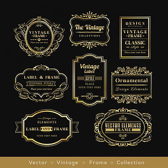 Vintage golden retro logos eps vector