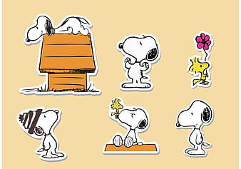 Vectores de la etiqueta engomada de Snoopy ai