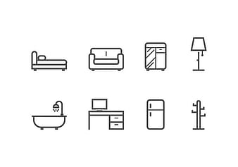 Furniture and home decoration set icons eps svg vector