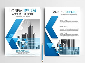 Plantilla de folleto comercial con formas geométricas azules eps