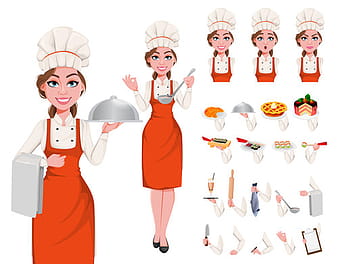 Cartoon character female chef vector eps
