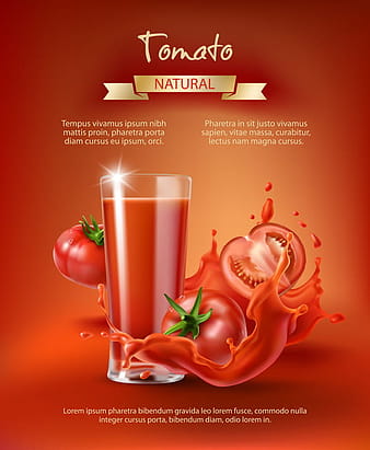 Natural tomato drink poster template vector eps