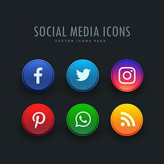 social media icons pack in button style eps vector