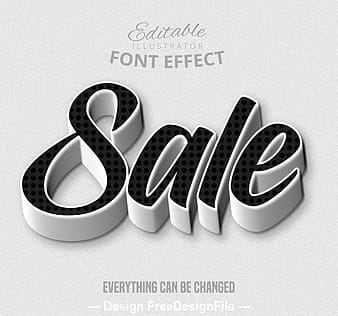 3d sale font text effect vector eps