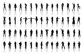 People silhouette Vector various material position eps