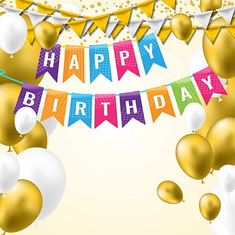 Fondo de cumpleaños de vacaciones con globos dorados y confeti vector  ai